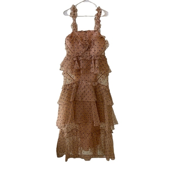 ALICE MCCALL Yoko Polka Dot Tulle Maxi Dress Beige Sz 10 US - Picture 3 of 9